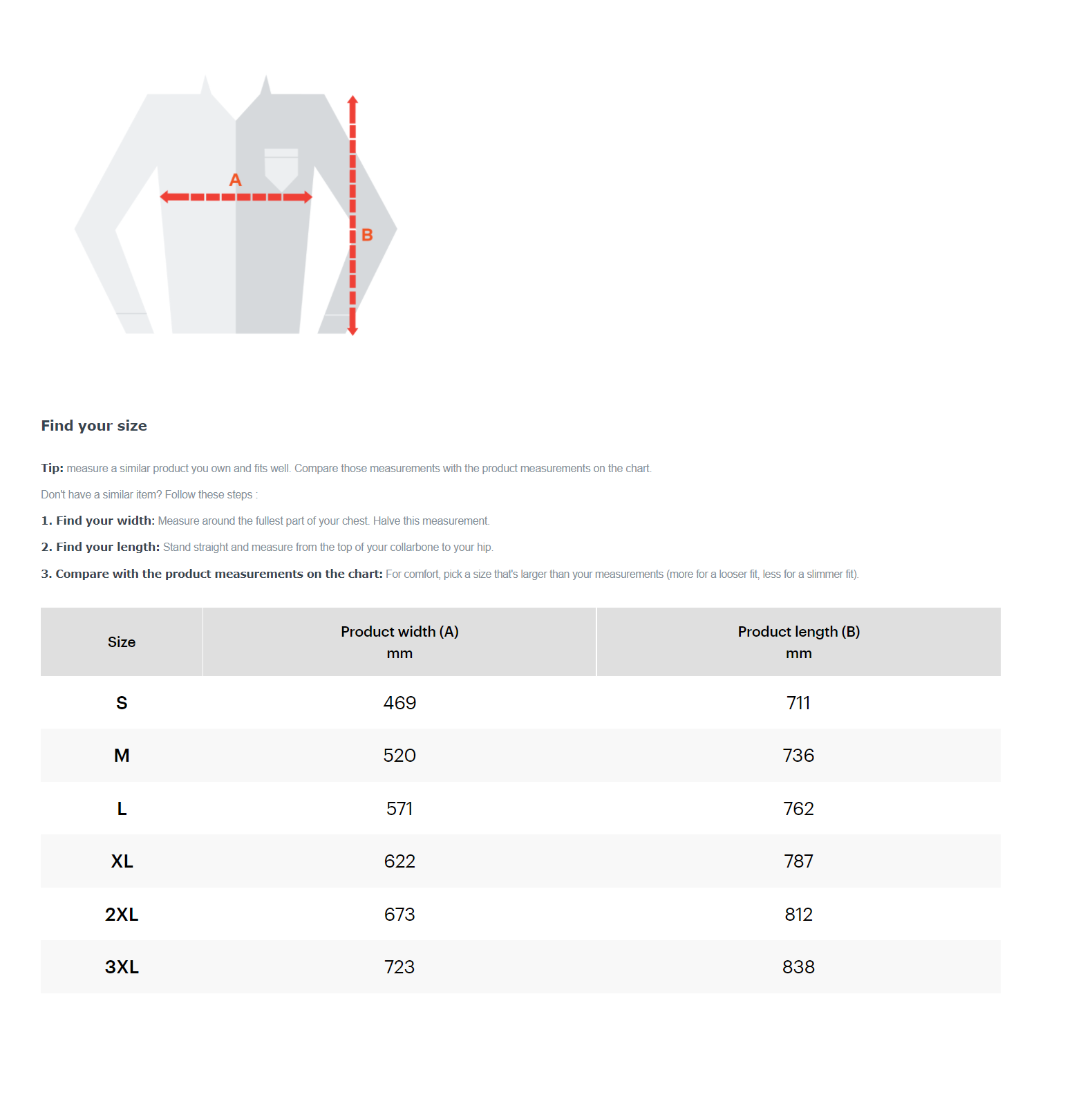 PERFORMANCE TEE-SIZE CHART