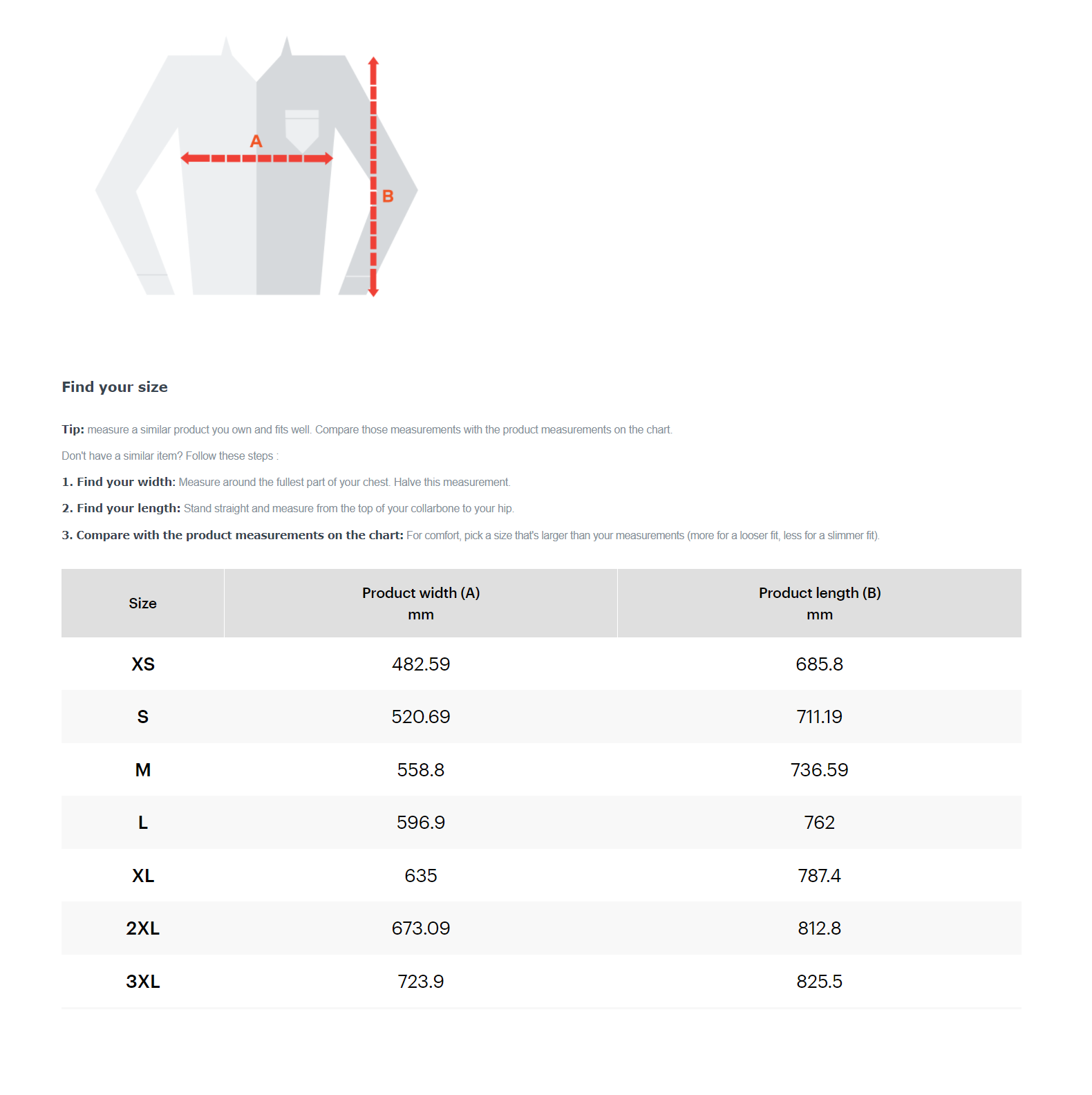 S-HOODIE-SIZE CHART